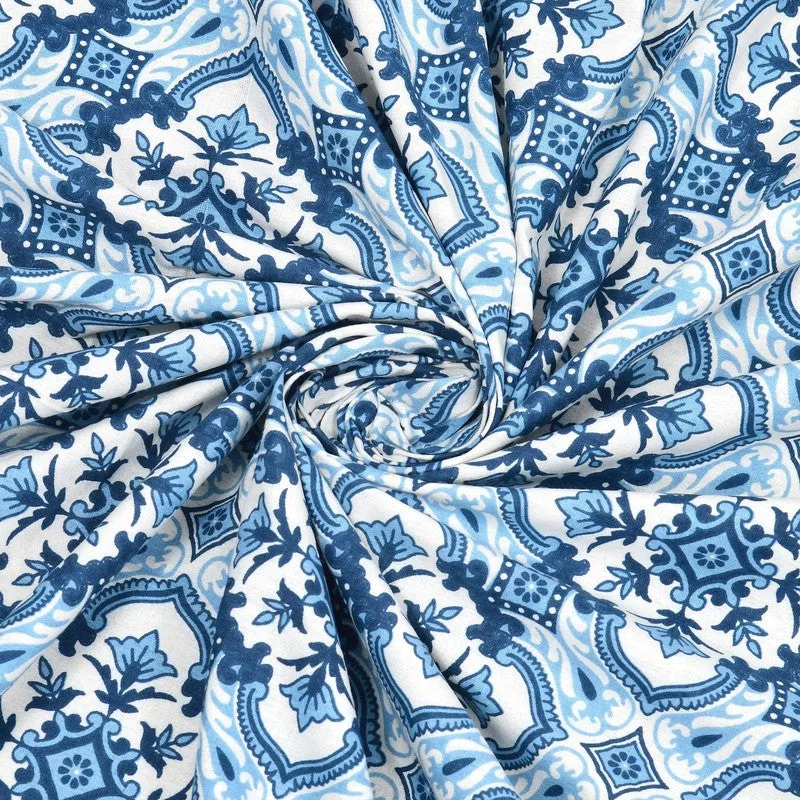 Lineel Cotton Bedsheet (Blue,White) - 240 TC media 5