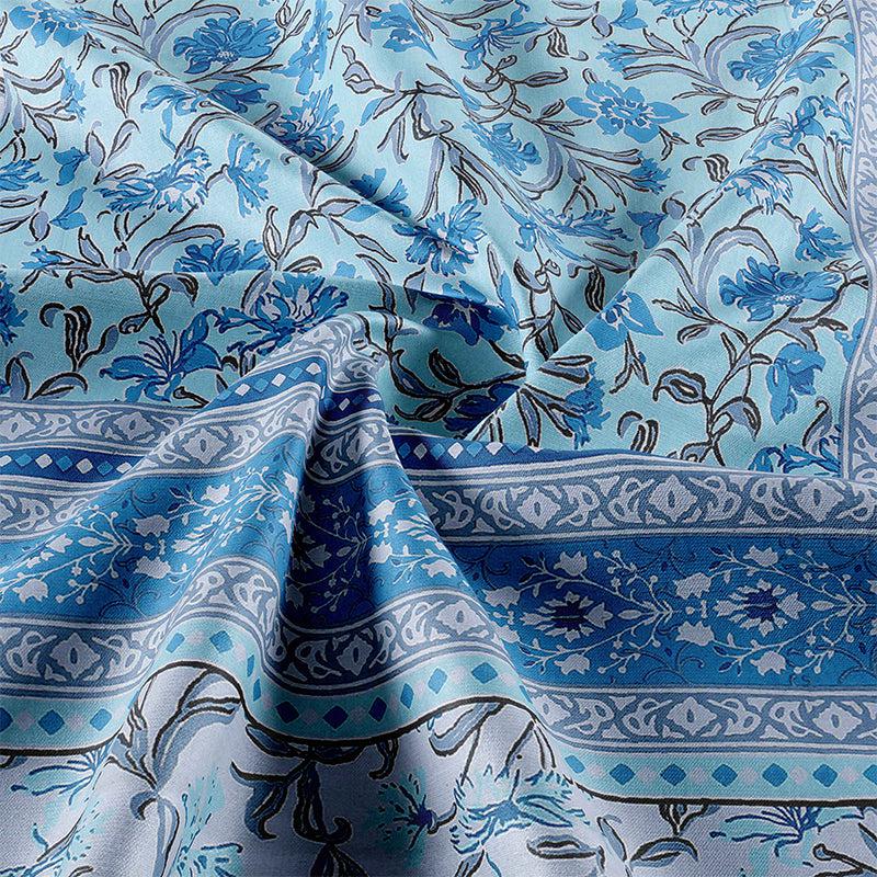 Nagumo Floral Cotton Bedsheet (Blue) - 180 TC media 4