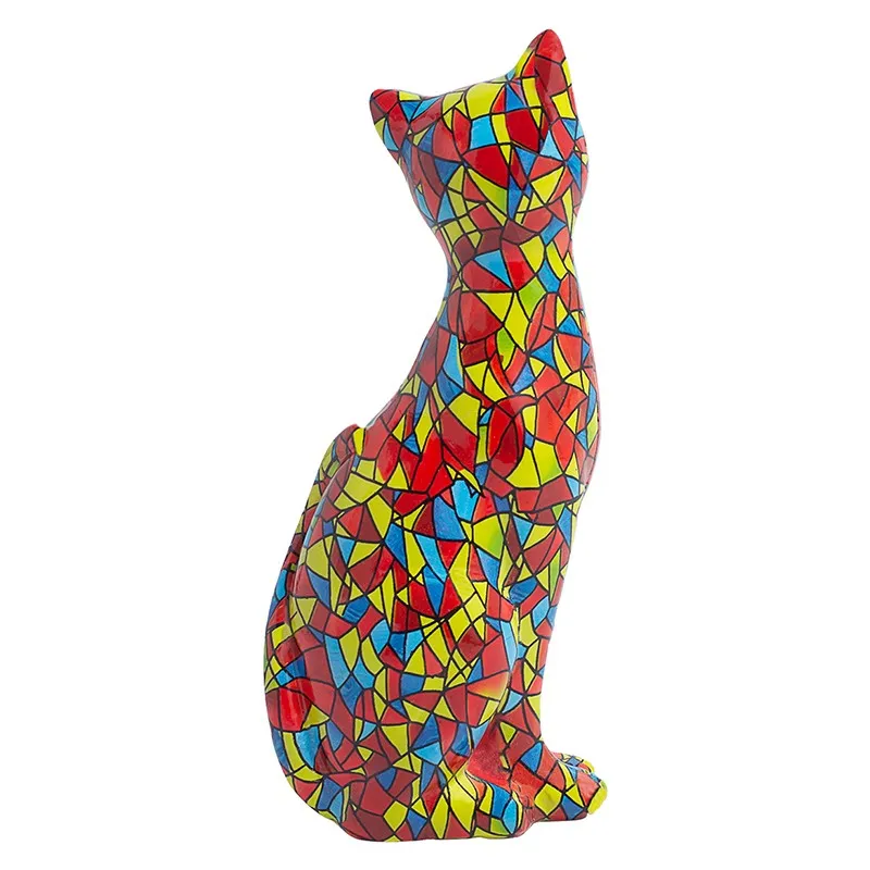 Mosaic Kitten Showpiece - Red, Yellow media 6