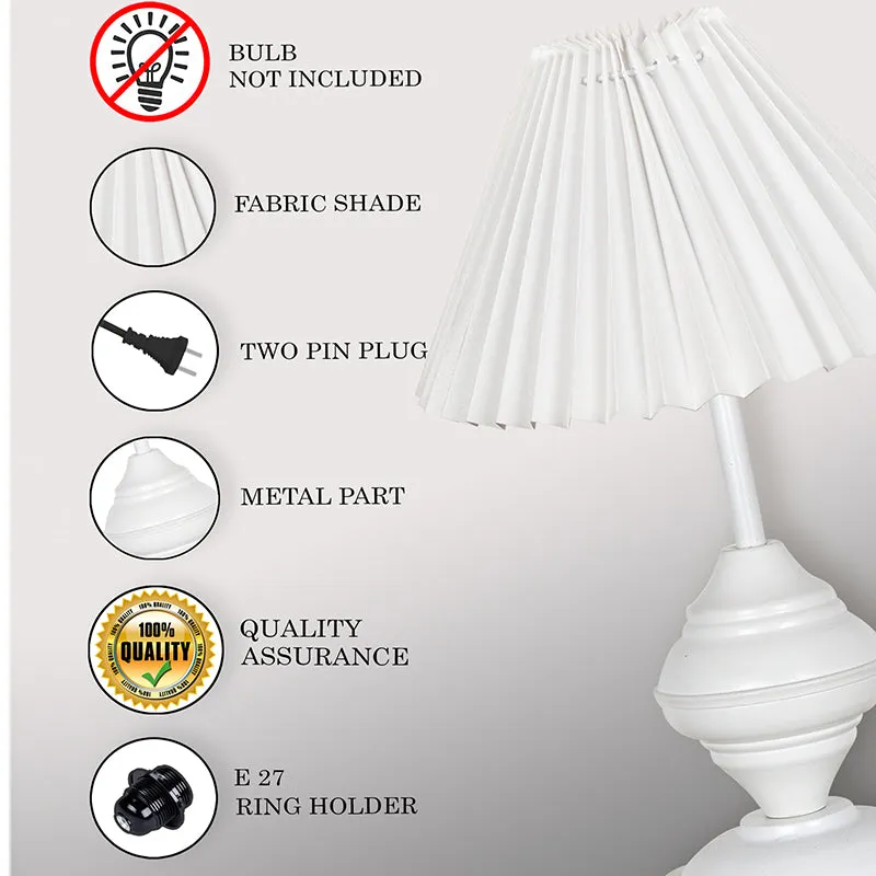 French Pleat Orbin Metal Table Lamp - White media 4
