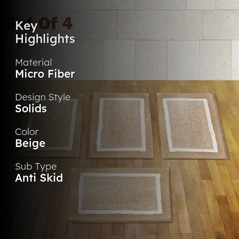 Luxe Anti Skid Bath Mat (Beige) - Set Of Four media 2