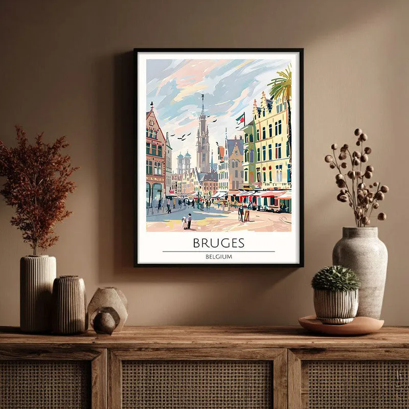 Vintage Bruges Framed Canvas Wall Painting media 3