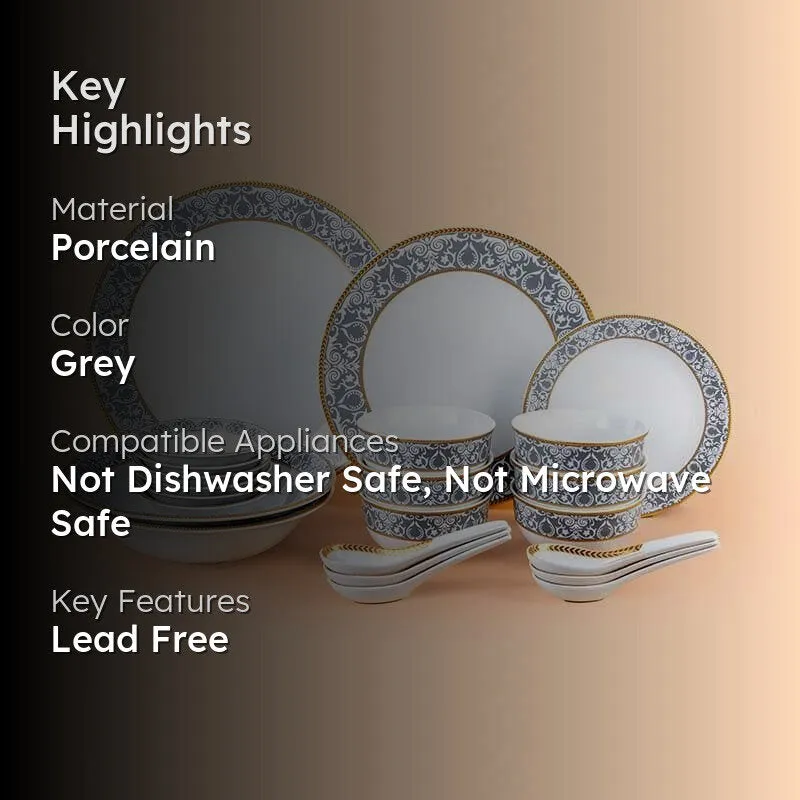 Victorian Grey Dinner Set - 33 Piece Set media 2