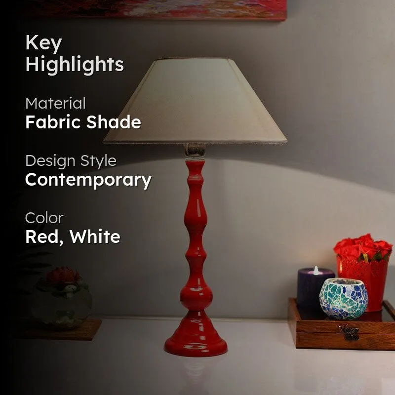 Graceful Gleam Fabric Table Lamp - Red,White media 2