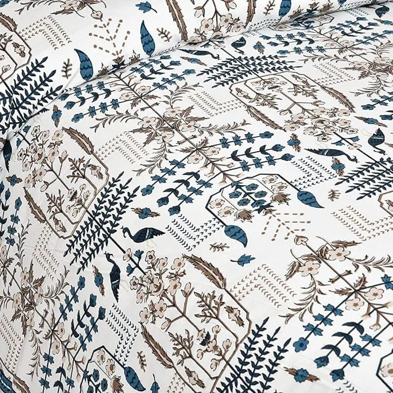 Evie Printed Cotton Bedsheet (Brown) - 180 TC media 3