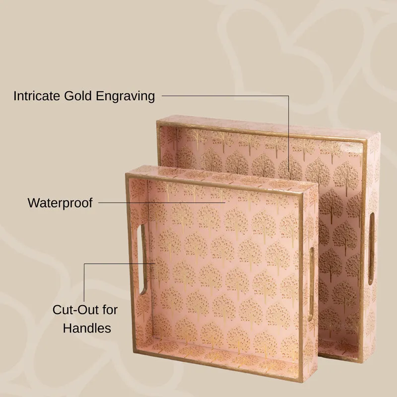 Pink Canopy Square Seving Tray - Set Of Two media 5