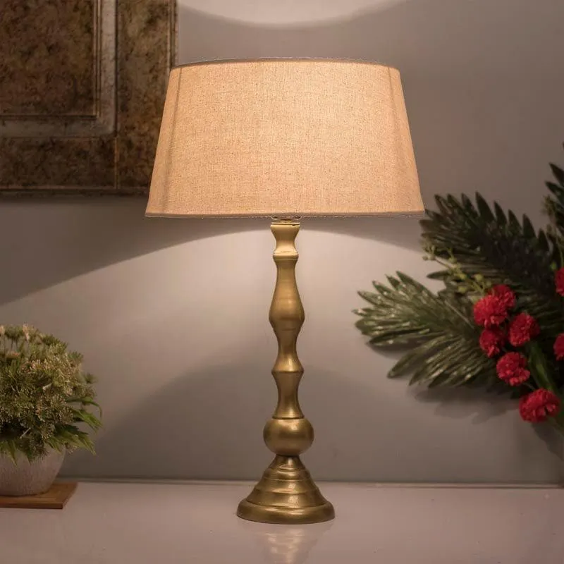 Graceful Gleam Gold Fabric Table Lamp - Gold,White media 1