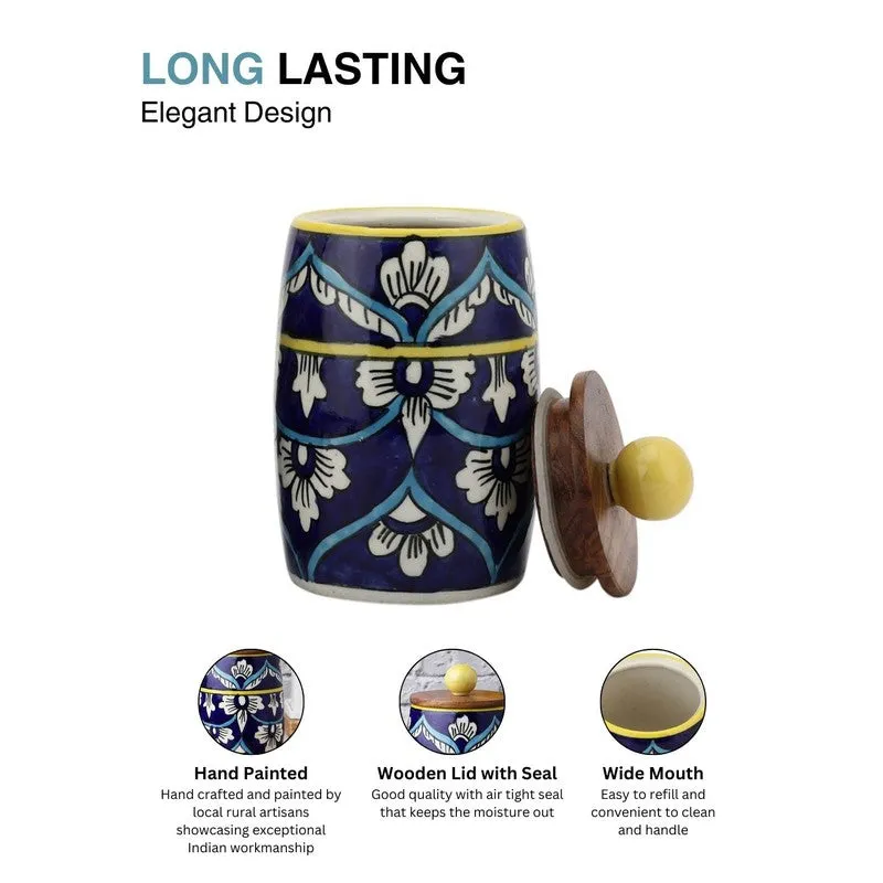 Elegant Hydration Ceramic Jar (Blue,550 mL Each) - Set Of Two media 5