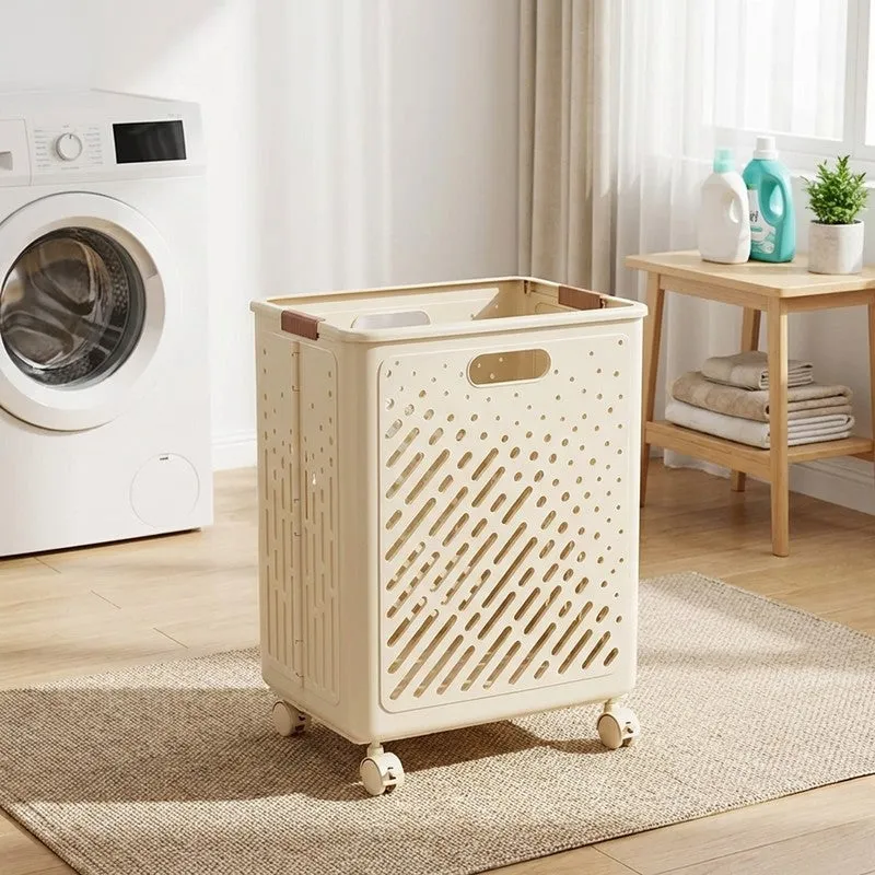 Rioware LinenMove Rolling Laundry Basket - Beige media 1