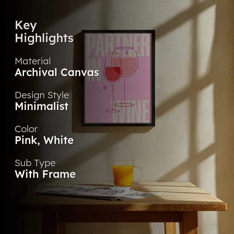 Partner In Wine Archival Canvas Wall Art - Black media 2