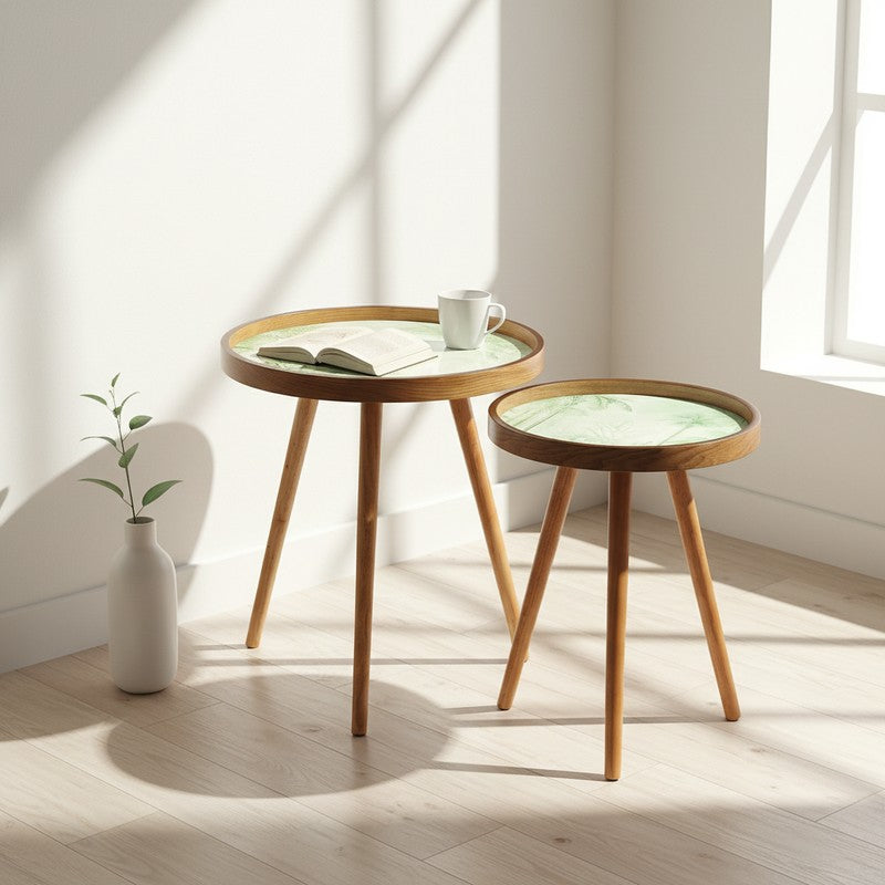 Scandi Wood Side & Bedside Tables - Set Of Two