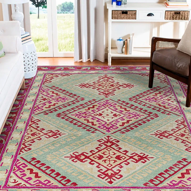 Loreth Hand Tufted Ethnic Wool & Nylon Carpet - Pink media 3