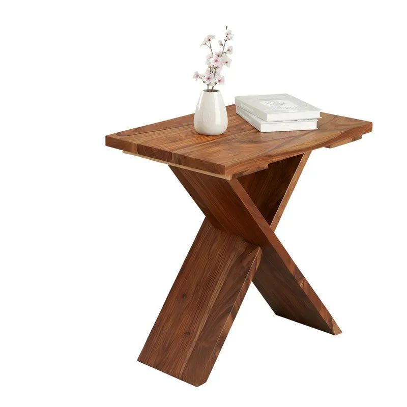Cverox Sheesham Wooden Side & Bedside Table (Brown) - Set Of Two media 4