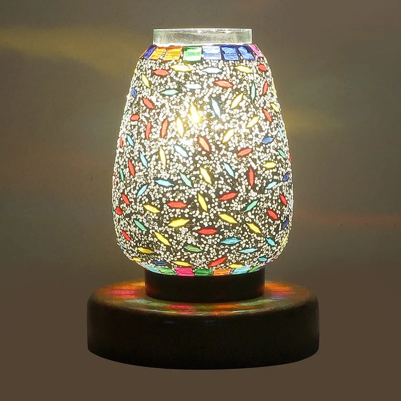 Flazora Glass Table Lamp With Wooden Base - Multicolor media 6