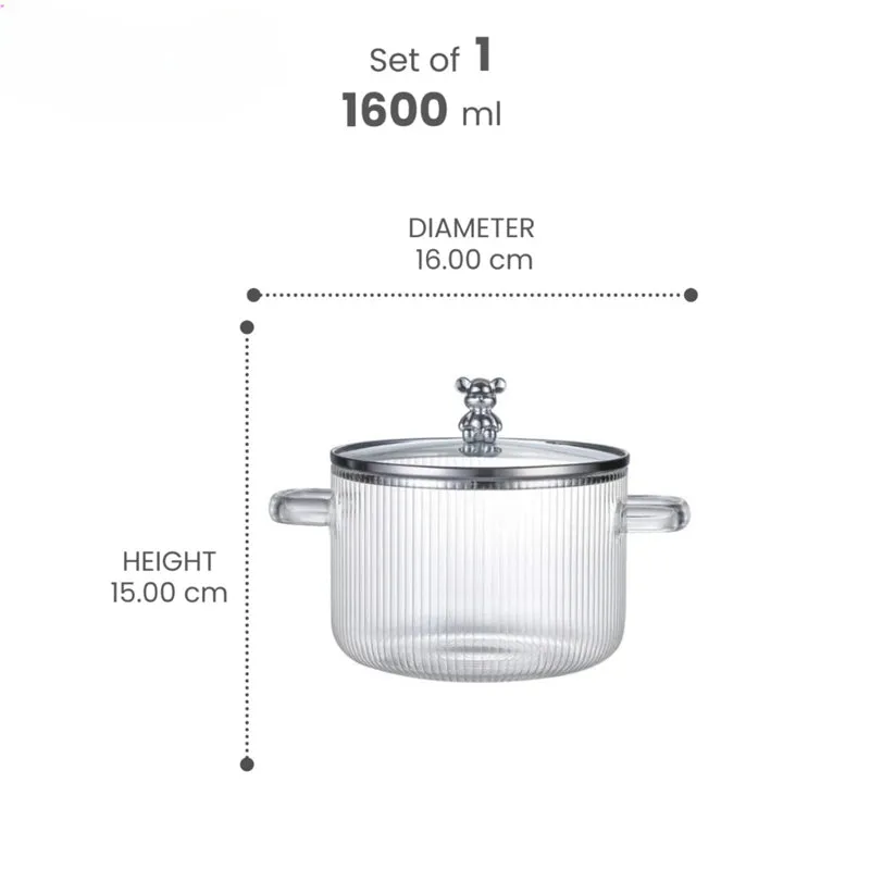 Thermelle Glass Cooking Pot With Lid - 1.6 L media 6