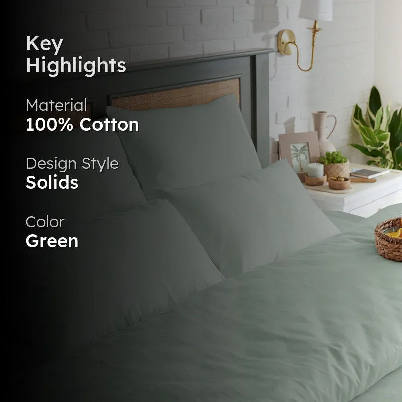 Maison Solid Cotton Pillow Cover (Sage,1000TC) - Set Of Two media 2
