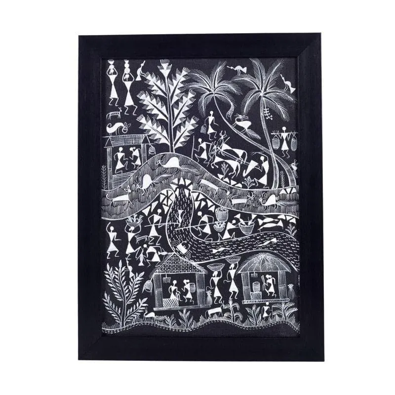 Mila Warli Canvas Wall Art - Set Of Two media 4