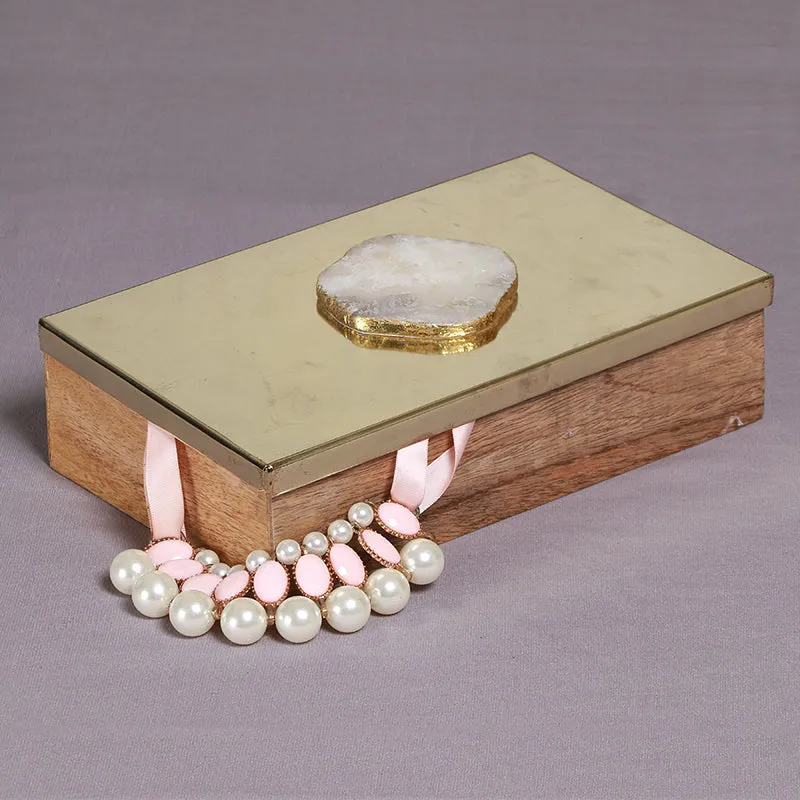 Stove Chest Wood & Agate Storage Box - White media 4