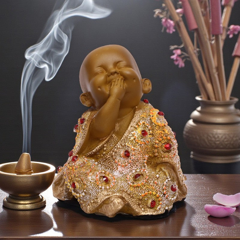 Serenity Laughing Buddha Showpiece - Brown