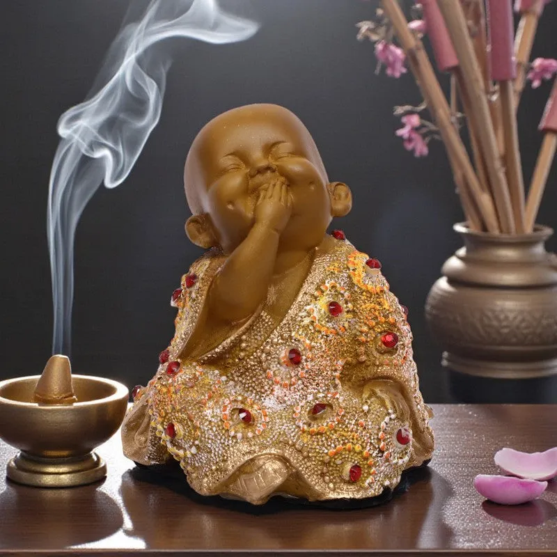 Serenity Laughing Buddha Showpiece - Brown media 1