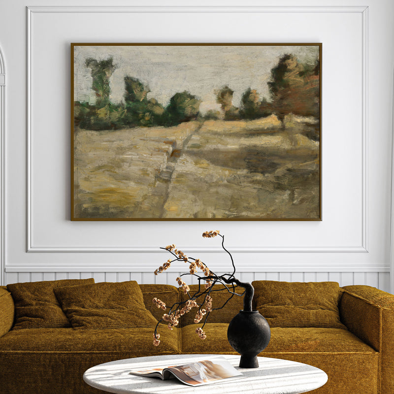 Autumn Fields Wood Wall Art With Frame - Black