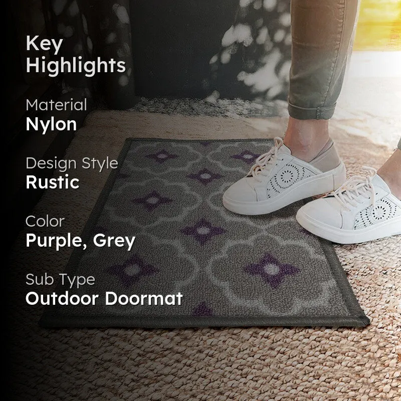 Eris Floral Nylon Door Mats - Purple,Grey media 2