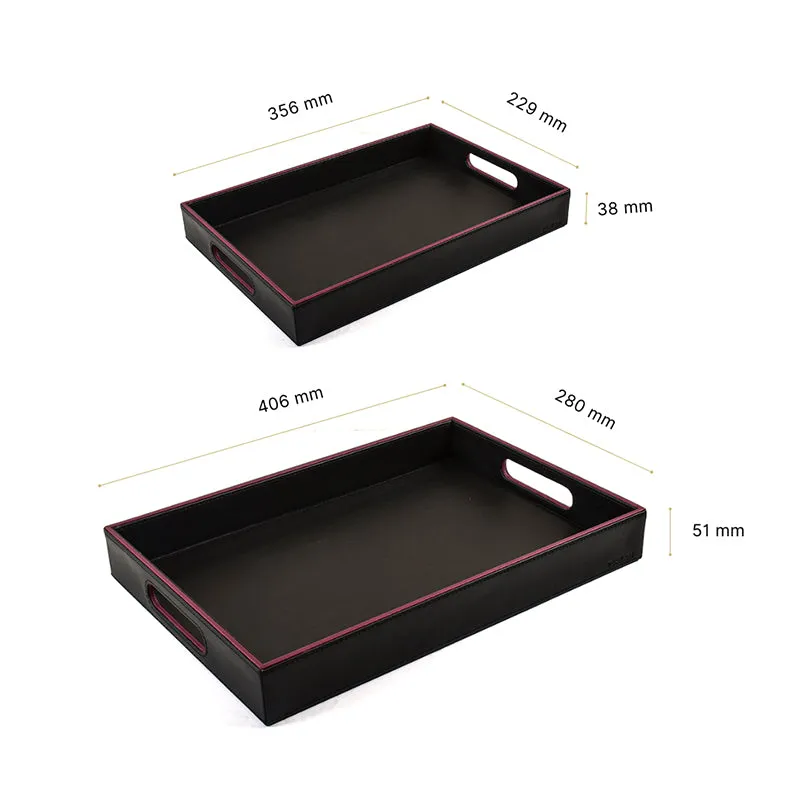 Tisca Faux Leather Serving Tray (Black) - Set Of Two media 8