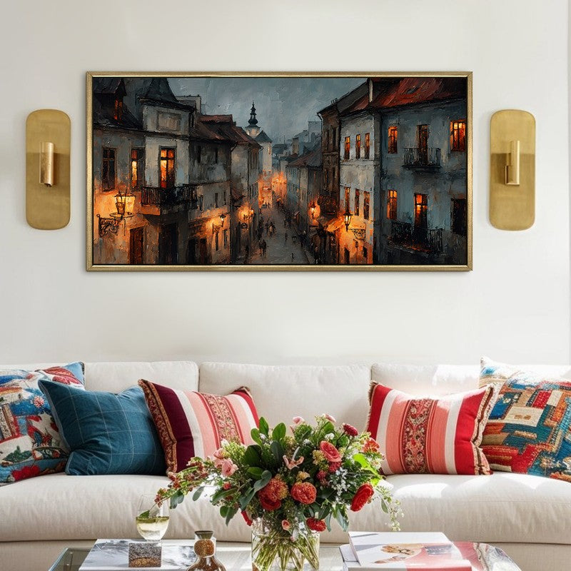 Dusklit Way Canvas Wall Painting With Frame