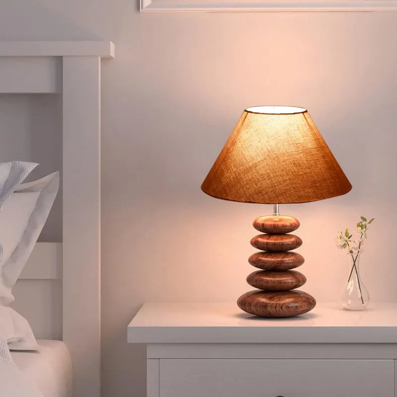 Glynor Cotton Table Lamp With Wooden Base - Grey media 7