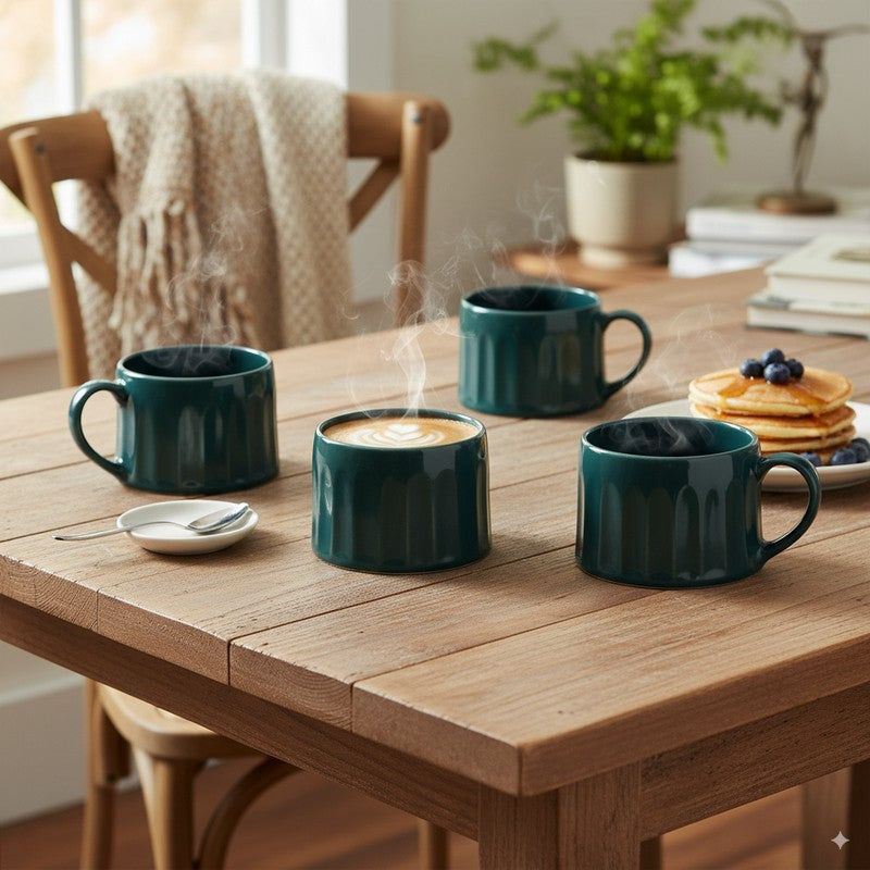 Modern Stoneware Coffee Mug (300 mL Each) - Set Of Four