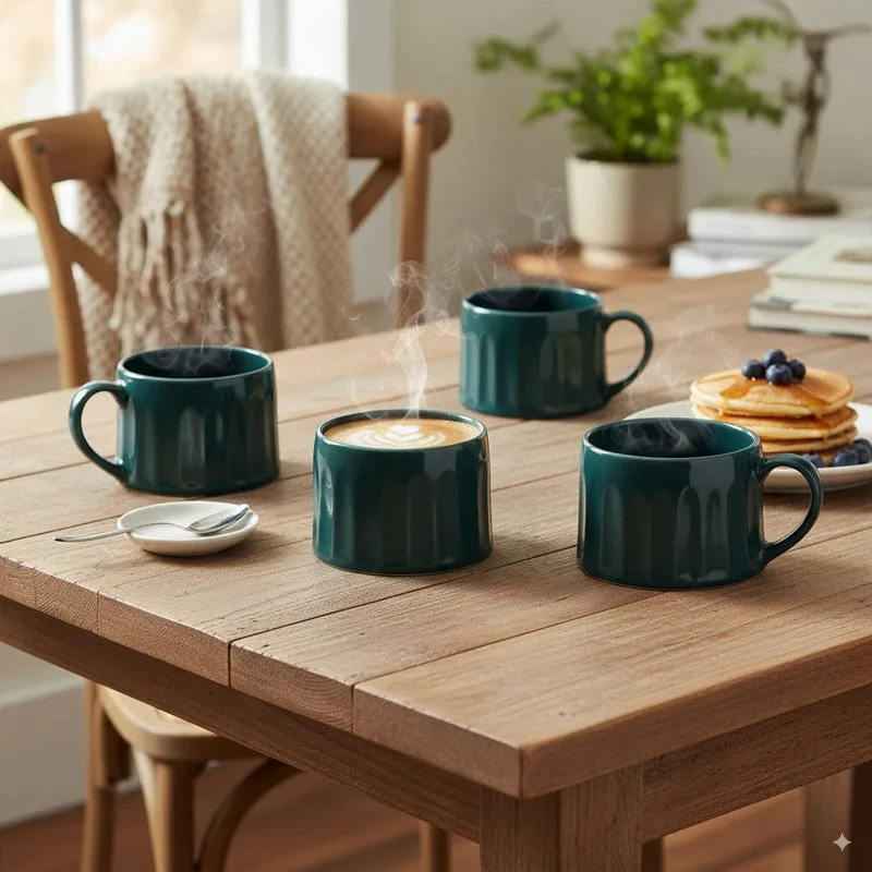 Modern Stoneware Coffee Mug (300 mL Each) - Set Of Four media 1