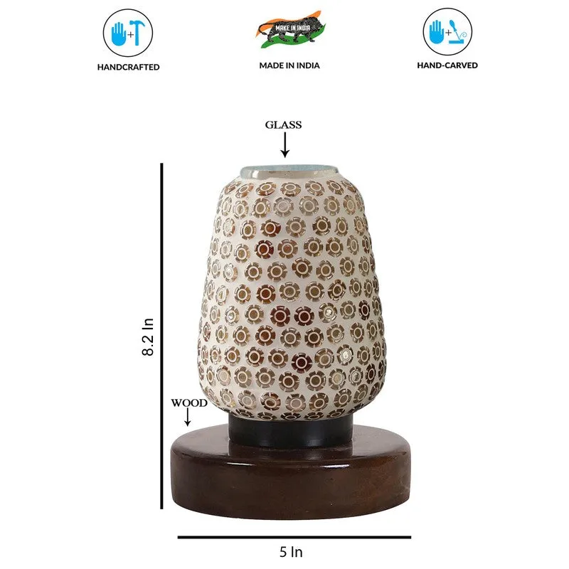 Flamevia Glass Table Lamp With Wooden Base - Multicolor media 7