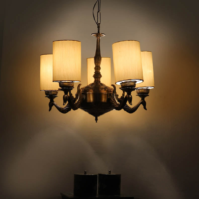 Lustro Cylindrical Golden Antique Ceiling Lamp
