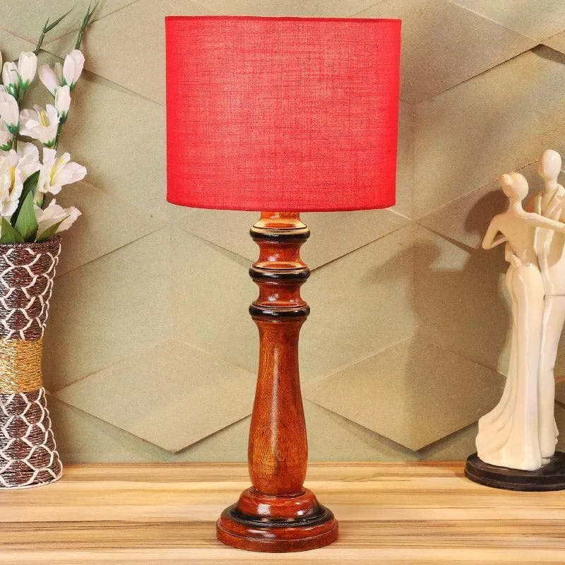 Rosa Rene Fabric Table Lamp - Red,Brown media 3