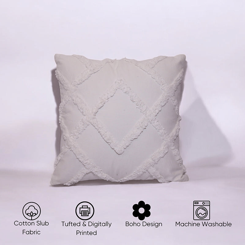 Marshmallow Matrix Tufted Cushion Cover (White) - Set Of Five media 4