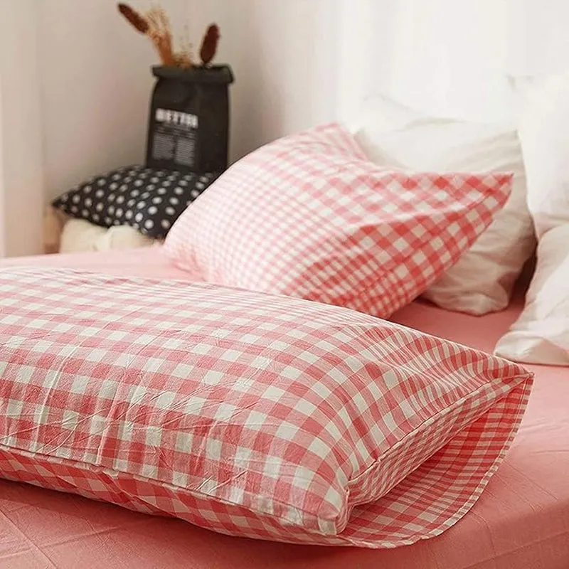 Checkered Dreams Microfiber Bedsheet (Pink) - 150 GSM media 5