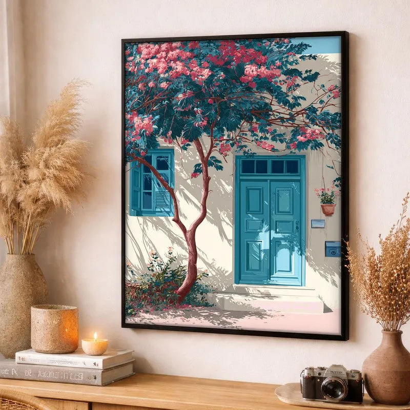 Sunlit Wall Canvas Wall Painting - Black Frame media 3