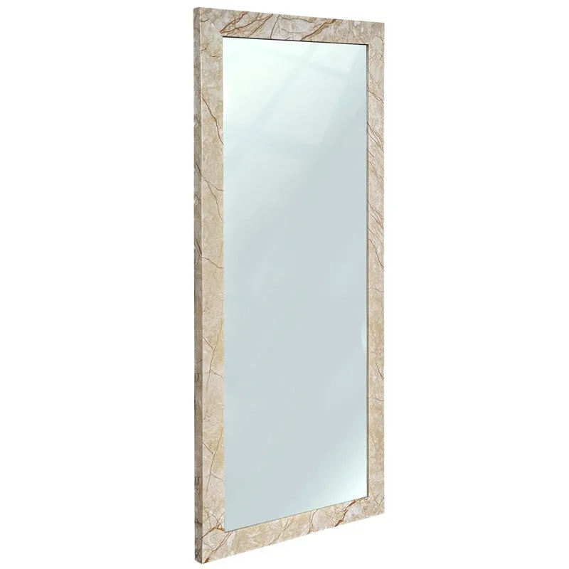 Earthy Glass Wall Mirror With Wooden Frame media 3