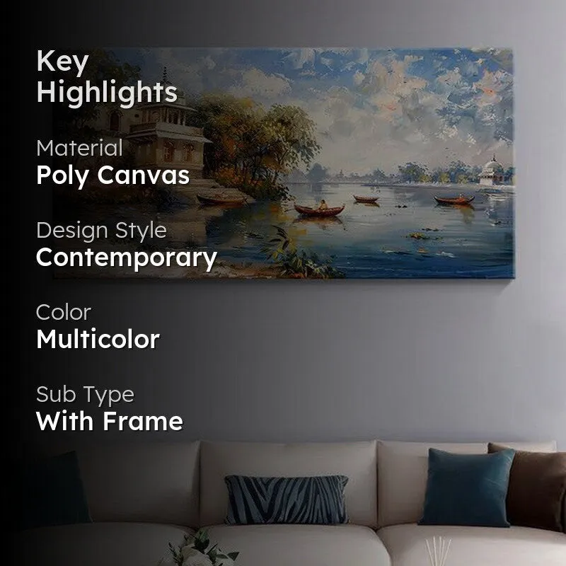 Hushed Lakeside View Poly Canvas Wall Painting media 2