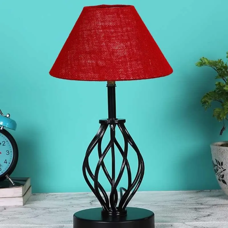 Meriyo Fabric Table Lamp - Red,Black media 4