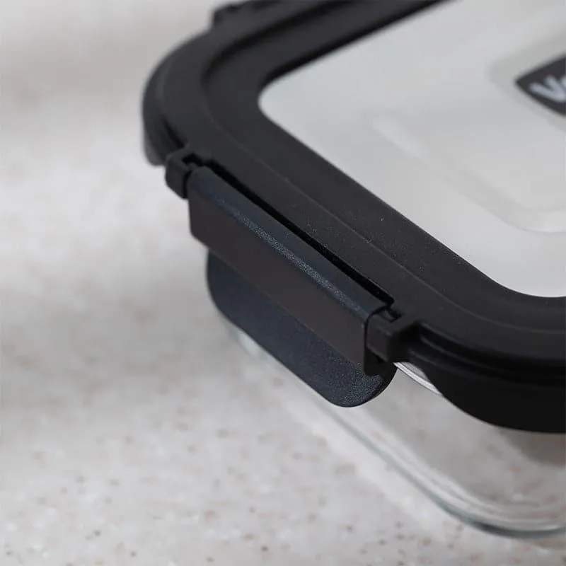Boro Glass Lunch Box With Steel Lid (Black) - 640 ML media 5