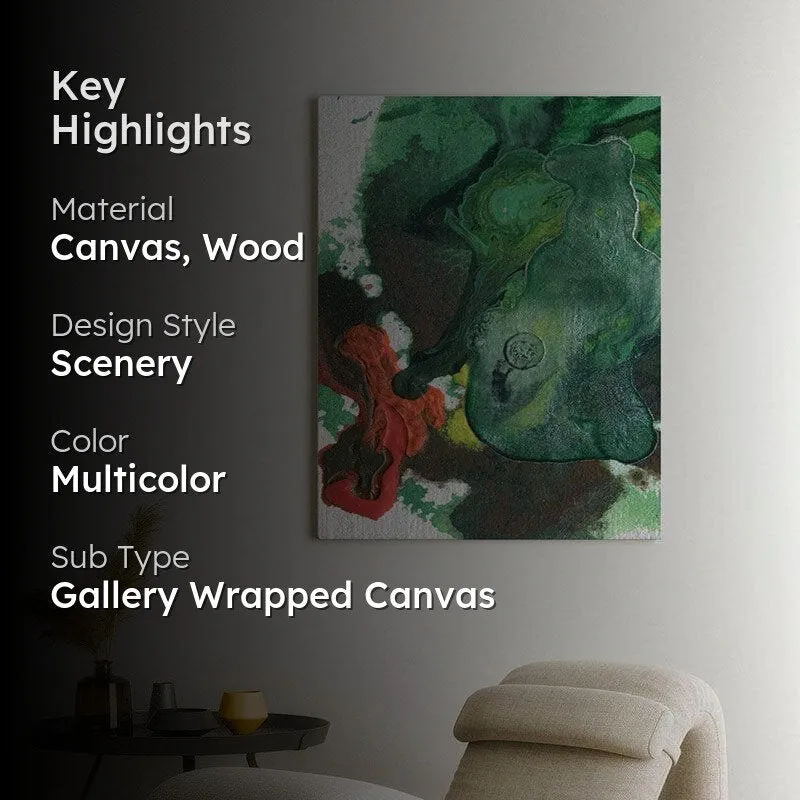 Basil Green Abstract Art Canvas Wall Painting - Gallery Wrap media 2