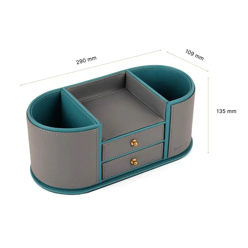Tisca Curve Faux Leather Desk Organizer - Grey media 9