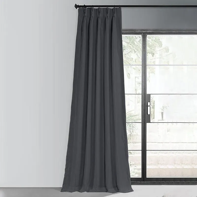 Noir Triple Pinch Pleat Blackout Curtain - Grey media 1