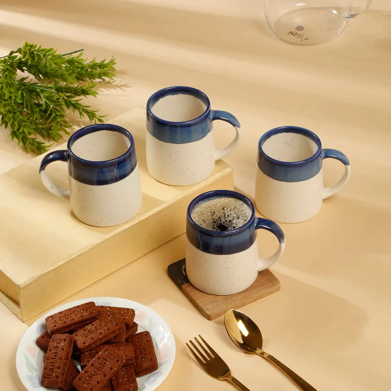 Bliss Ceramic Coffee Mug (300 mL Each,Blue) - Set Of Four media 1