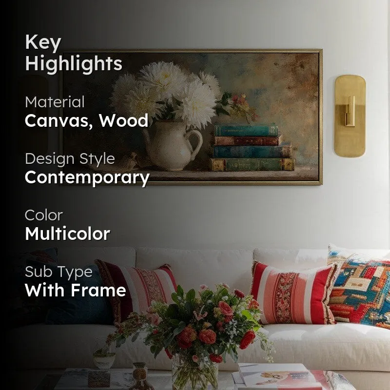 Bookish Breeze Canvas Wall Painting With Frame media 2