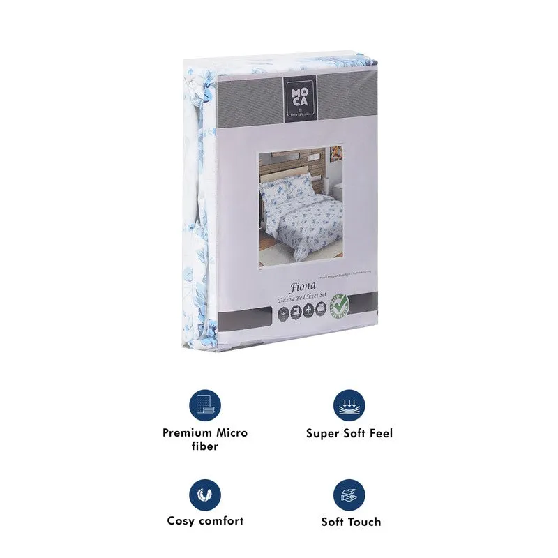 Monte Carlo Petal Matrix Cotton Bedsheet (White,Blue) - 104 TC media 11
