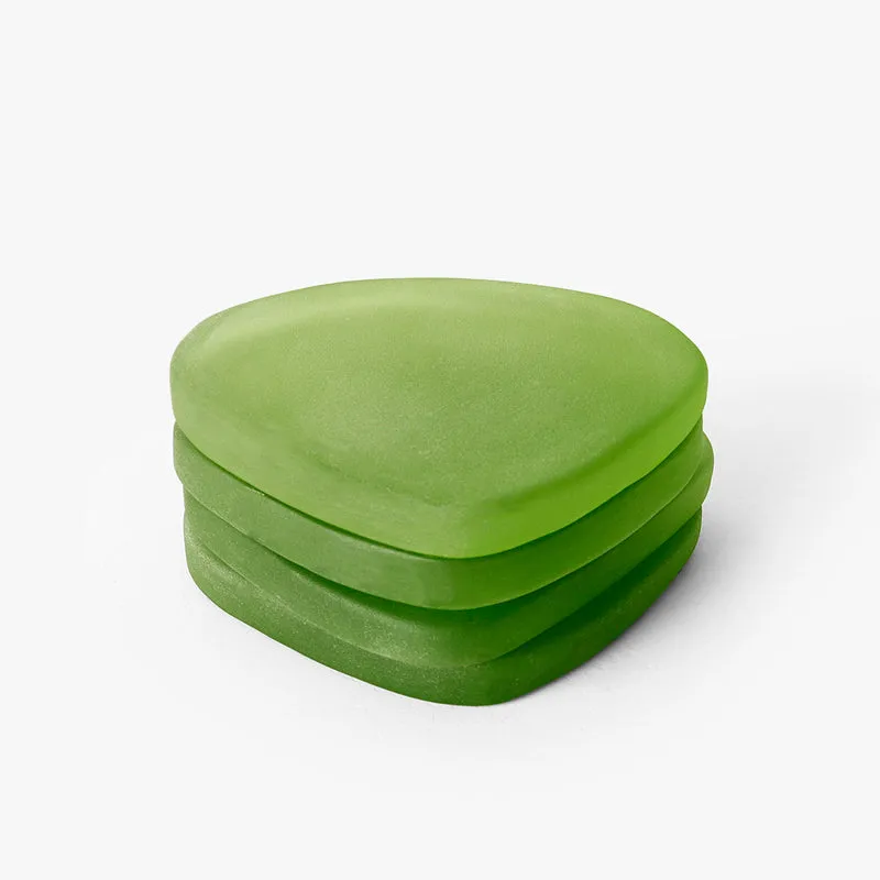 Glossy Pebble Glass Coaster (Green) - Set Of Four media 3
