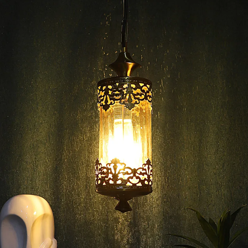 Lanthra Lantern Glass & Iron Ceiling Lamp media 1
