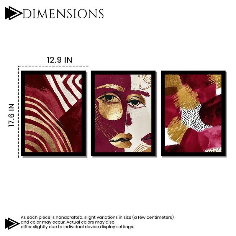 Golden Gaze Poetic Faces Wall Art - Set Of Three media 7